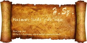 Haiman Szörénke névjegykártya